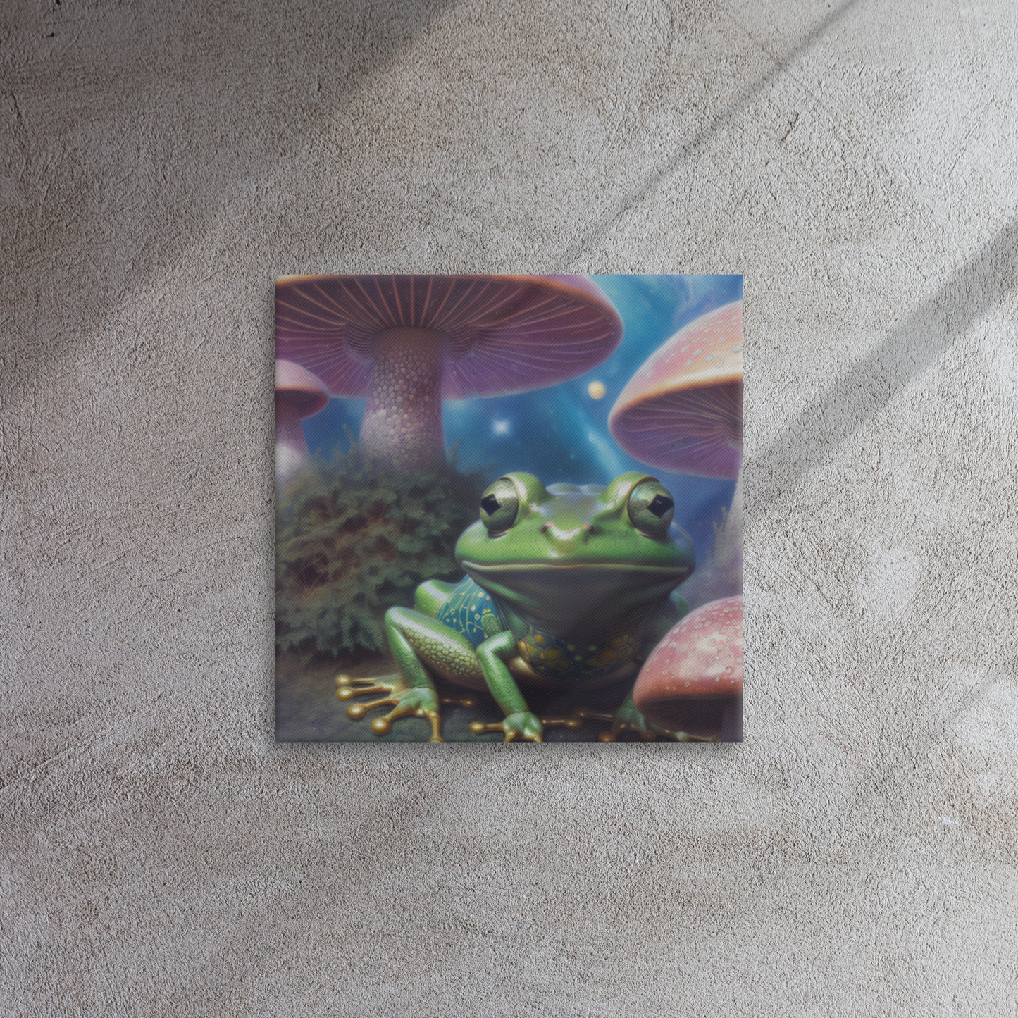 Cosmic Frog In A Mushroom Patch Thin canvas