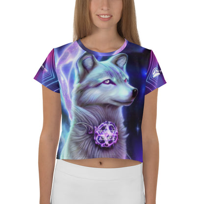 Galactic Wolf Spirit Animal Women's Crop Tee